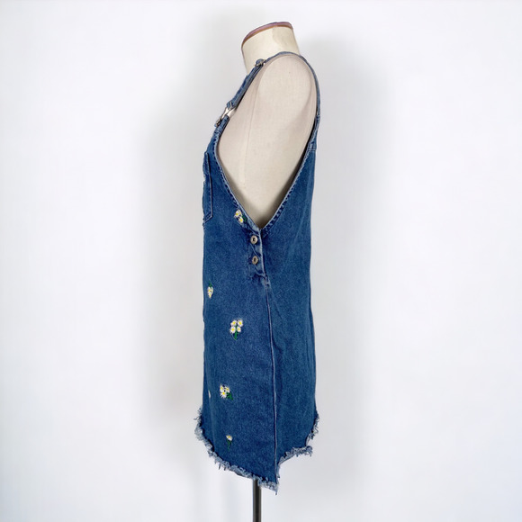 Divided by H&M Denim Mini Floral Overall Dress - Picture 2 of 6
